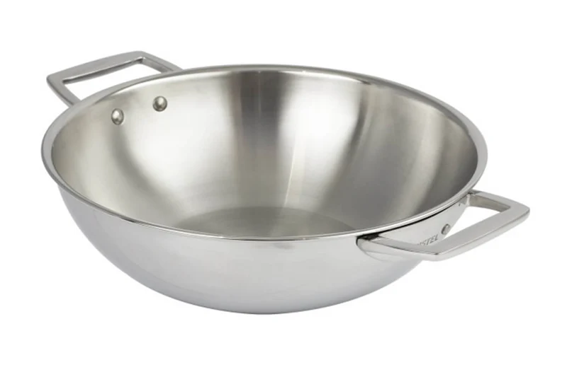 Wok Cristel Castel'Pro en acier inoxydable 18/10 3 ply avec 2 anses fixes