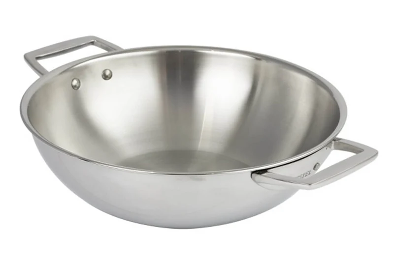 Wok Cristel Castel'Pro en acier inoxydable 18/10 3 ply avec 2 anses fixes