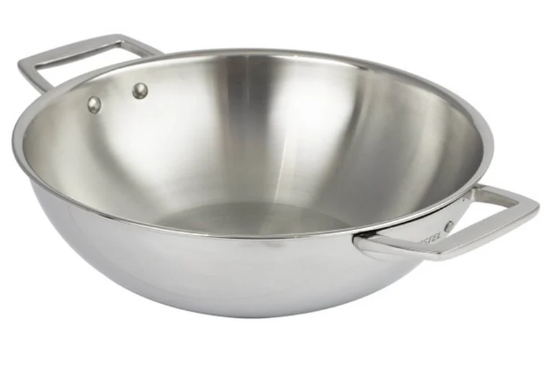 Wok Cristel Castel'Pro en acier inoxydable 18/10 3 ply avec 2 anses fixes