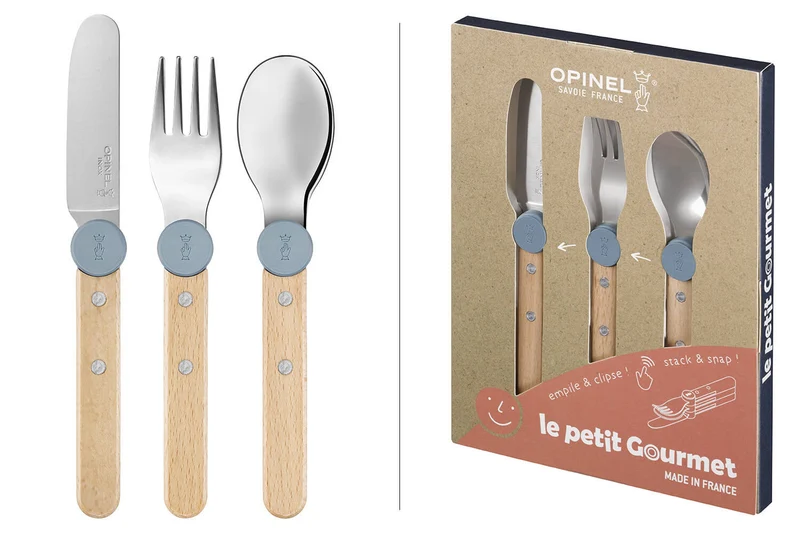 Set de couverts pour enfants Opinel Le Petit Gourmet coloris bleu pluie