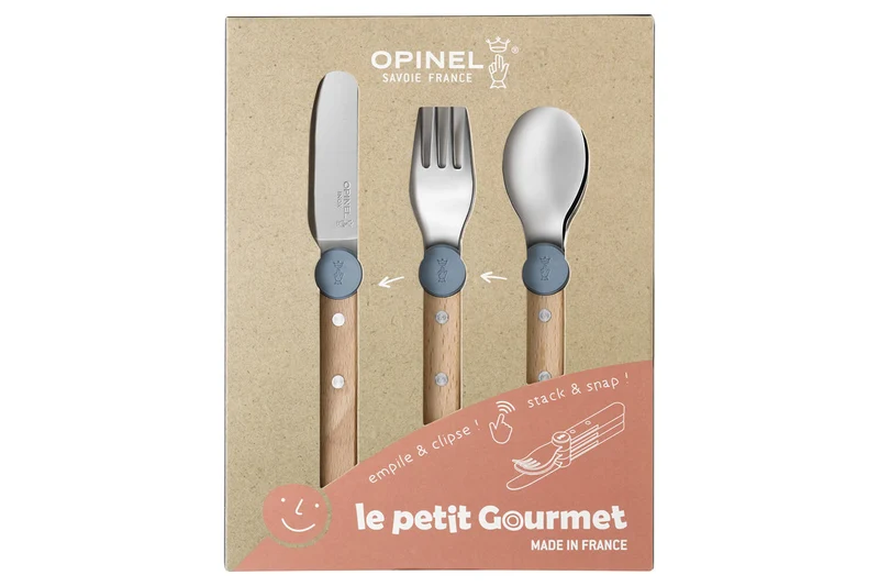 Set de couverts pour enfants Opinel Le Petit Gourmet coloris bleu pluie