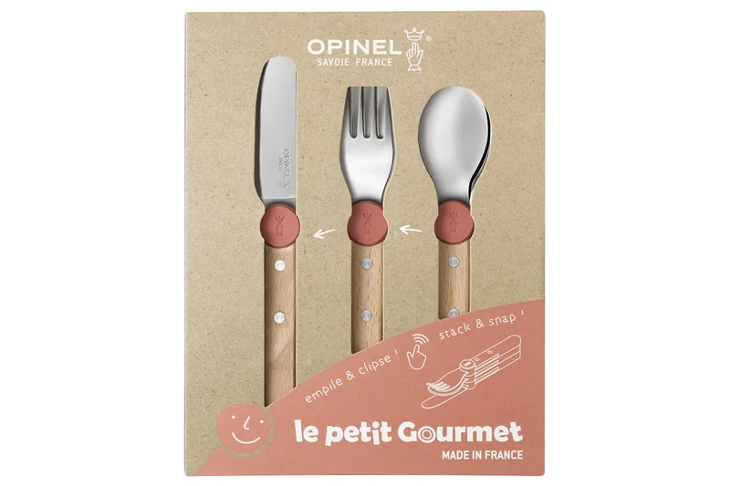Set de couverts pour enfants Opinel Le Petit Gourmet coloris corail