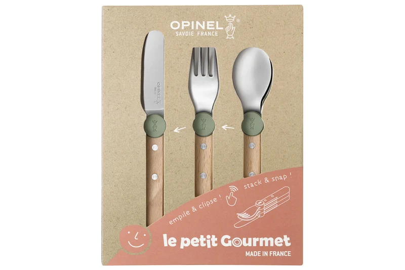 Set de couverts pour enfants Opinel Le Petit Gourmet coloris olive