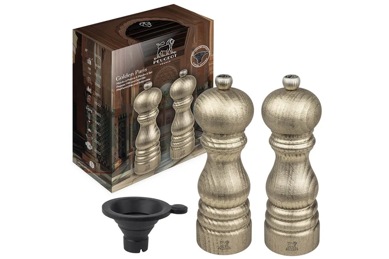 Coffret cadeau 2 moulins Peugeot Golden Paris en bois de hêtre 18cm