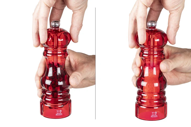 Coffret cadeau 2 moulins Peugeot Podium en acrylique rouge 18cm