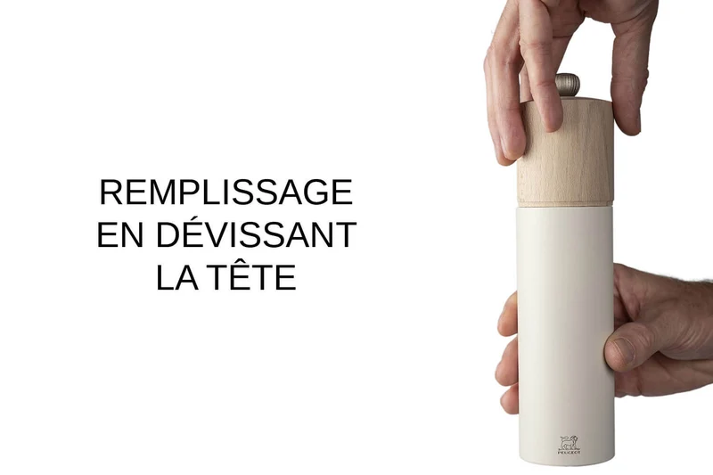 Moulin à sel sec manuel Peugeot Boréal en bois Blanc Plume