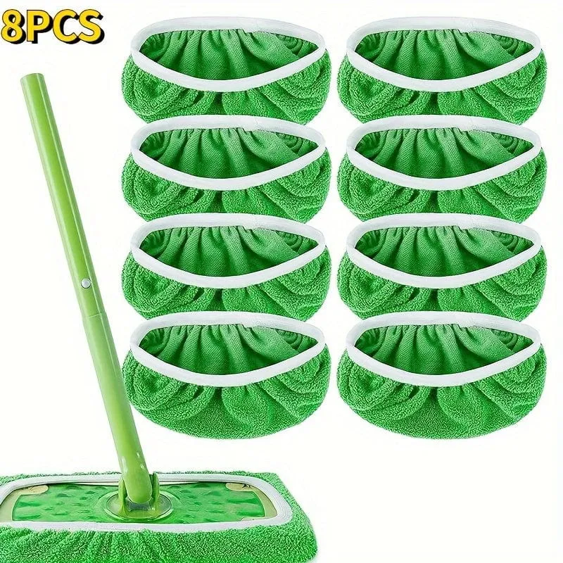 Lot 4 lingettes lavables pour balai plat - Absorption élevée, usage humide et sec, entretien facile