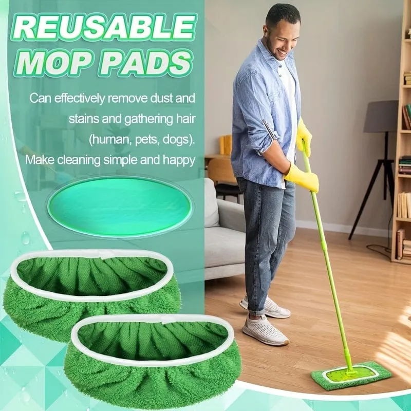 Lot 4 lingettes lavables pour balai plat - Absorption élevée, usage humide et sec, entretien facile