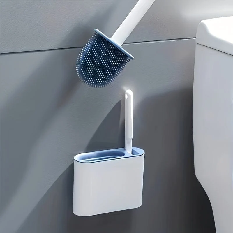 Ensemble Brosse WC Murale en Silicone – 2 Brosses + Support mural