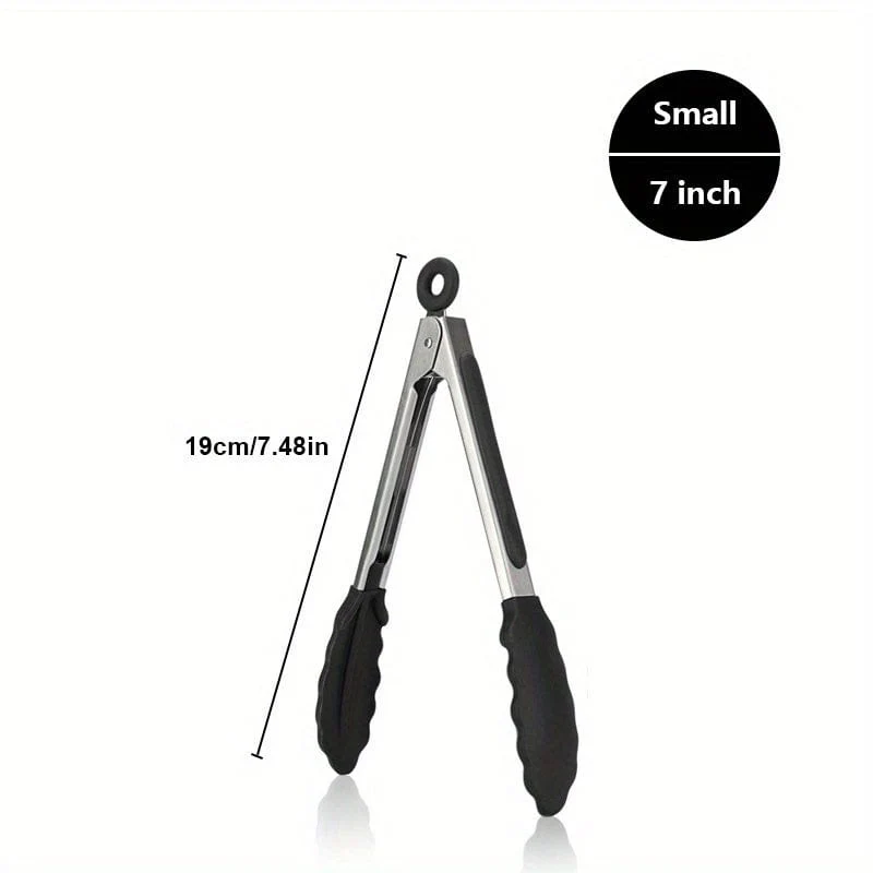 Pinces de Cuisine Inox à Embouts Silicone – Lot de 3 (17,8, 23 et 30 cm)
