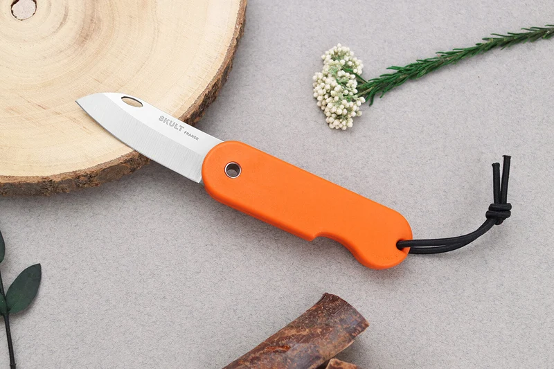 Couteau pliant Skult français éco-responsable manche orange 10cm