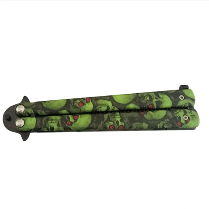 Couteau papillon d'entrainement vert combat