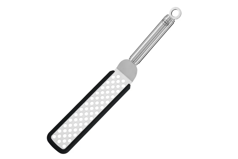 Spatule Rösle coudée perforée en silicone et acier inoxydable 32cm