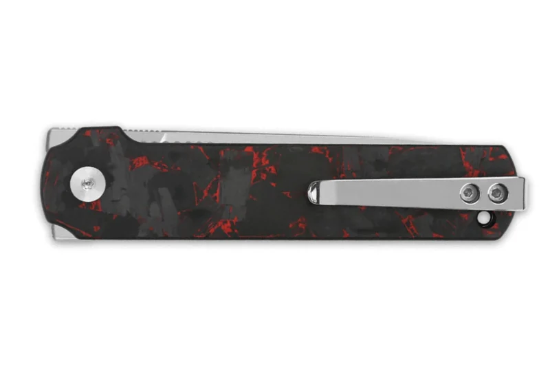 Couteau pliant QSP Lark 144D manche en carbone/G10 noir et rouge 10,8cm
