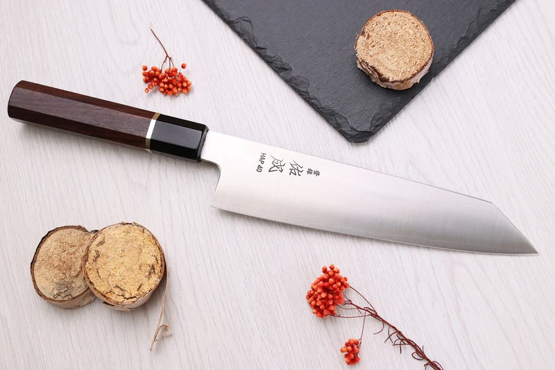 Couteau de chef kiritsuke 21cm japonais artisanal Sukenari HAP40 San Maï manche en bois de rose