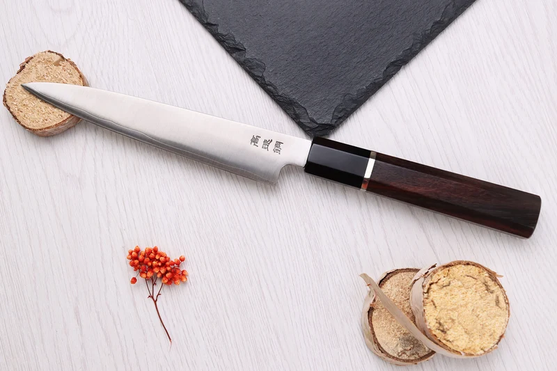 Couteau universel 16,5cm japonais artisanal Sukenari HAP40 San Maï manche en bois de rose