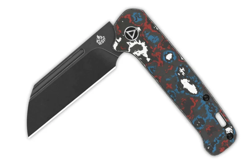 Couteau pliant QSP Penguin 130SJF2 lame noire manche en carbone multicolore 10,3cm