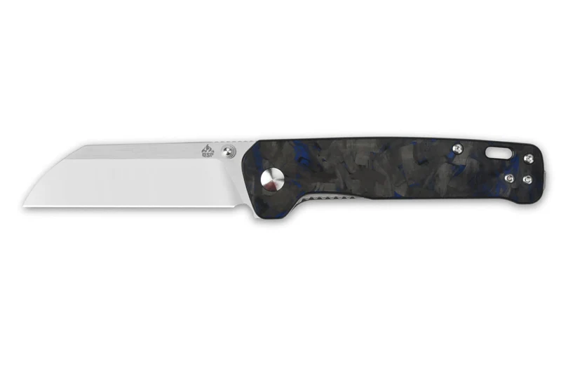 Couteau pliant QSP Penguin 130TBL manche en carbone/G10 noir et bleu 10,2cm