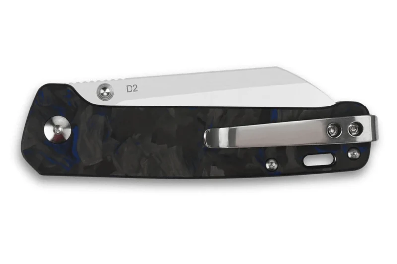 Couteau pliant QSP Penguin 130TBL manche en carbone/G10 noir et bleu 10,2cm