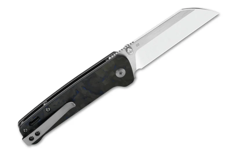 Couteau pliant QSP Penguin 130TBL manche en carbone/G10 noir et bleu 10,2cm