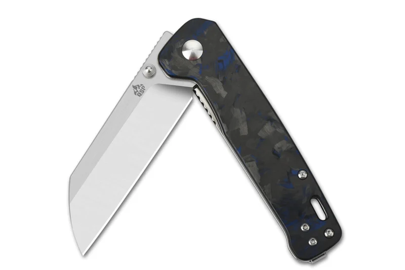 Couteau pliant QSP Penguin 130TBL manche en carbone/G10 noir et bleu 10,2cm