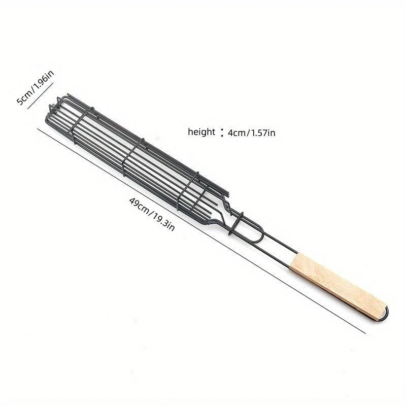 Panier à grillades Kebab en acier inoxydable antiadhésif - Pour Hot Dogs, Saucisses - BBQ portable et pratique