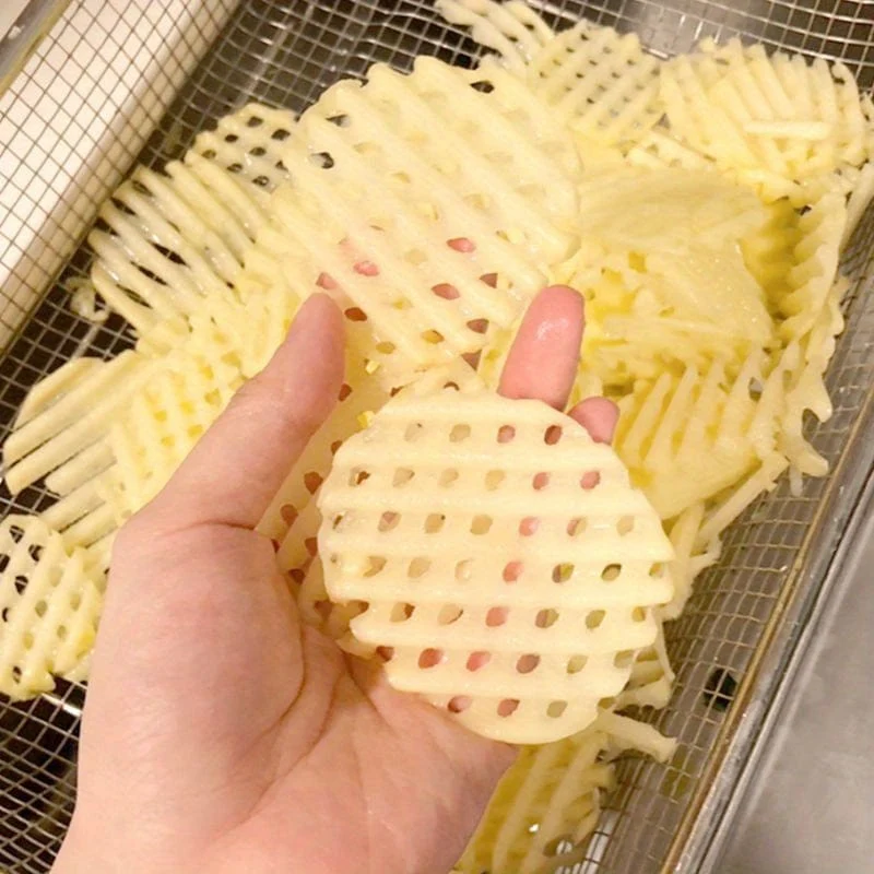Trancheuse Gaufrette en Bois – Lame Ondulée Inox pour Chips & Frites Gaufrées