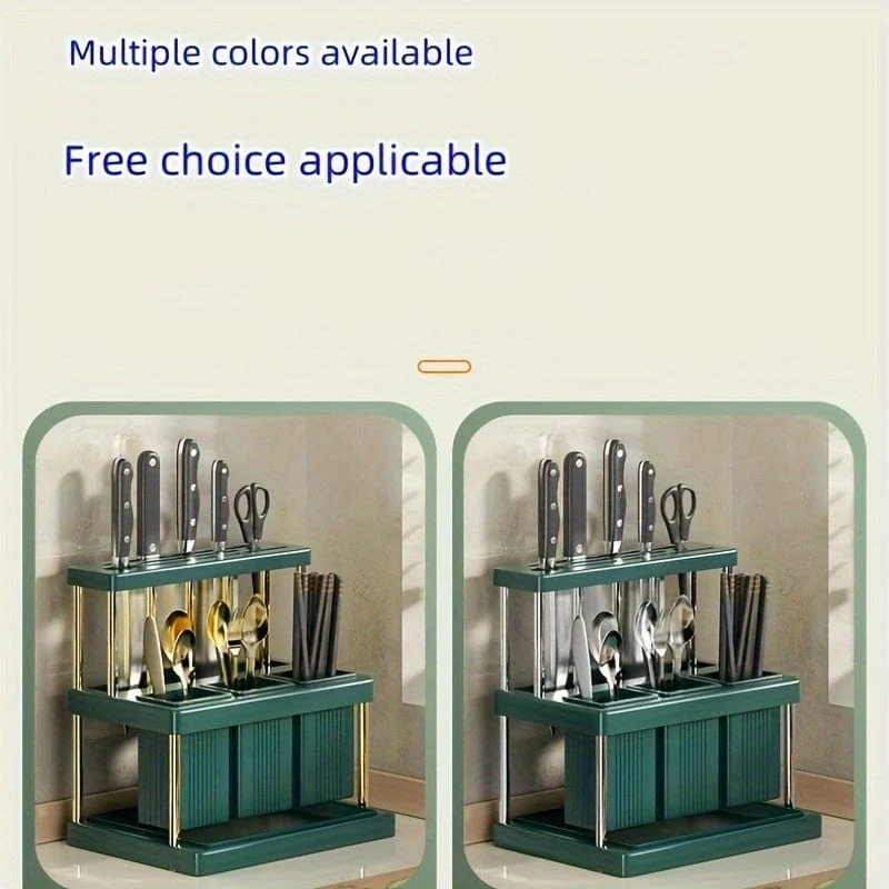 Porte-Couteaux et Range-Couverts 2 Étages – Bac d'Égouttage Amovible