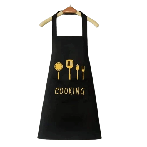 Tablier de Cuisine Classique "Cooking" en PVC Imperméable - Couleur Noire