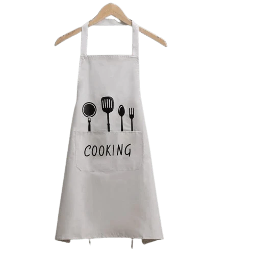 Tablier de Cuisine Classique "Cooking" en PVC Imperméable - Couleur Blanc-cassé