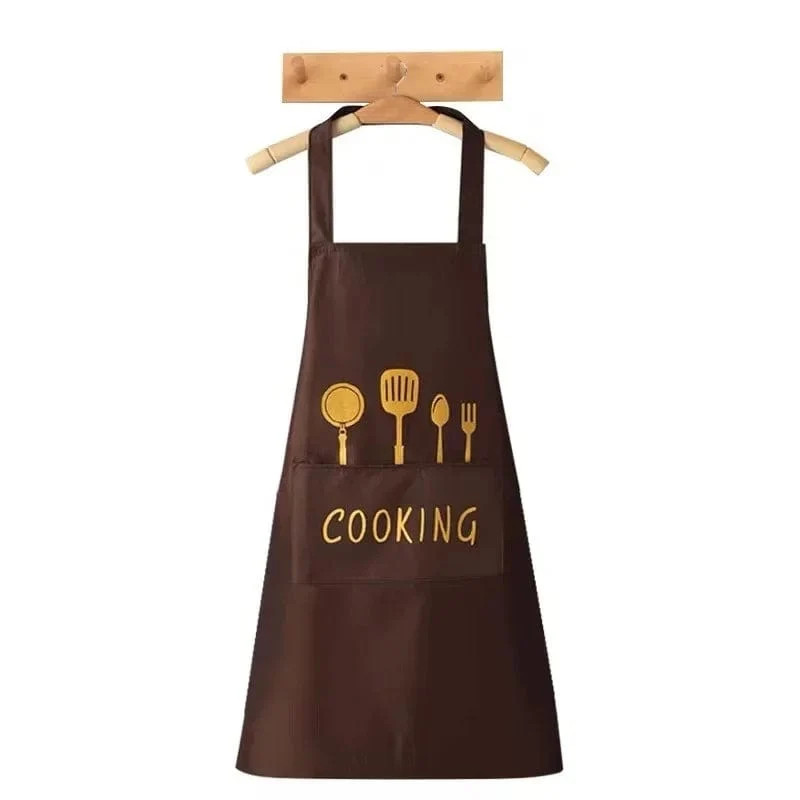 Tablier de Cuisine Classique "Cooking" en PVC Imperméable - Couleur Marron