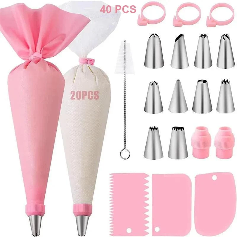 Ensemble Douilles & Poche à Douille en Silicone pour Cake Design