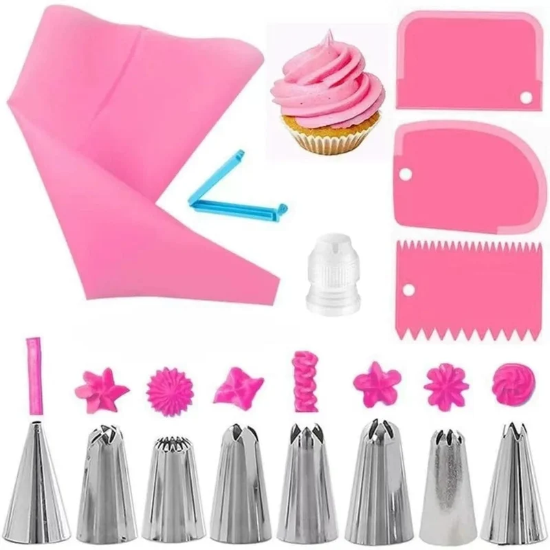 Ensemble Douilles & Poche à Douille en Silicone pour Cake Design