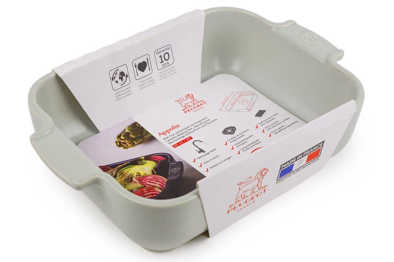 Plat four rectangle Peugeot Appolia en céramique vert sauge