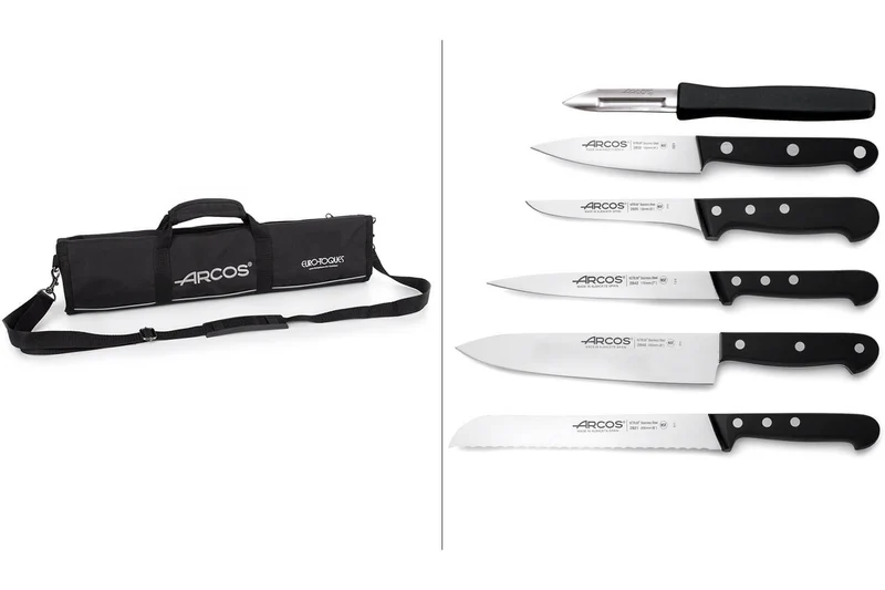 Trousse 8 places Arcos & Euro-Toques Universal + 5 couteaux forgés + 1 éplucheur