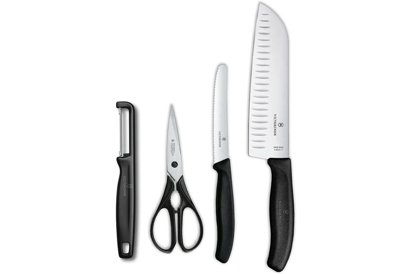 Set 4 pièces Victorinox SwissClassic noir 2 couteaux + 1 éplucheur + 1 paire de ciseaux