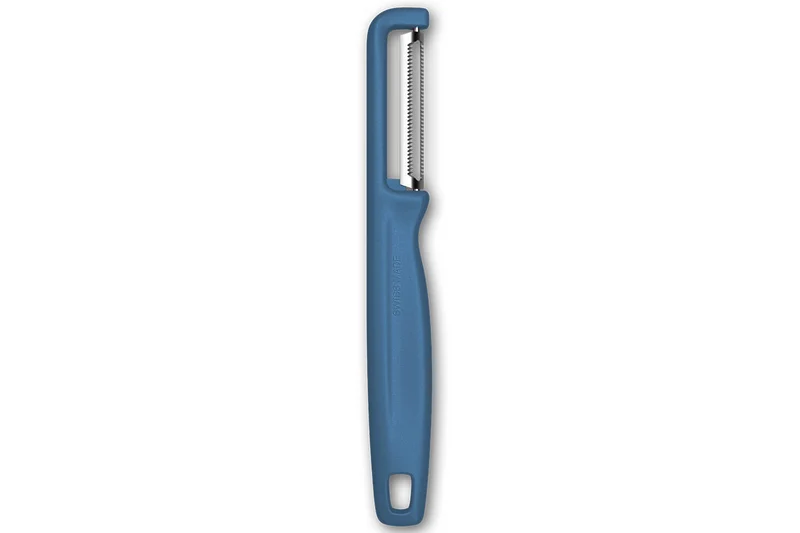 Éplucheur à tomates Victorinox Iota à lame dentée et manche bleu
