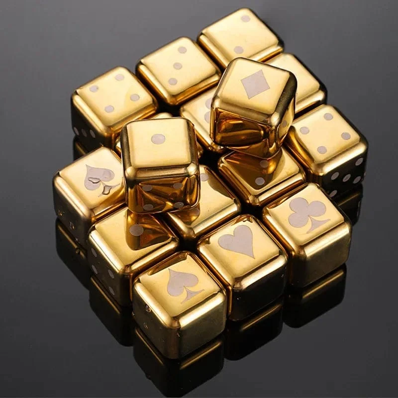 8 Glaçons réutilisables inox en forme de Dés à jouer motifs Poker