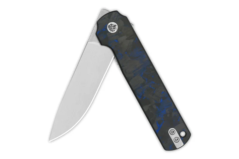 Couteau pliant QSP Lark 144E manche carbone/G10 noir et bleu 10,8cm