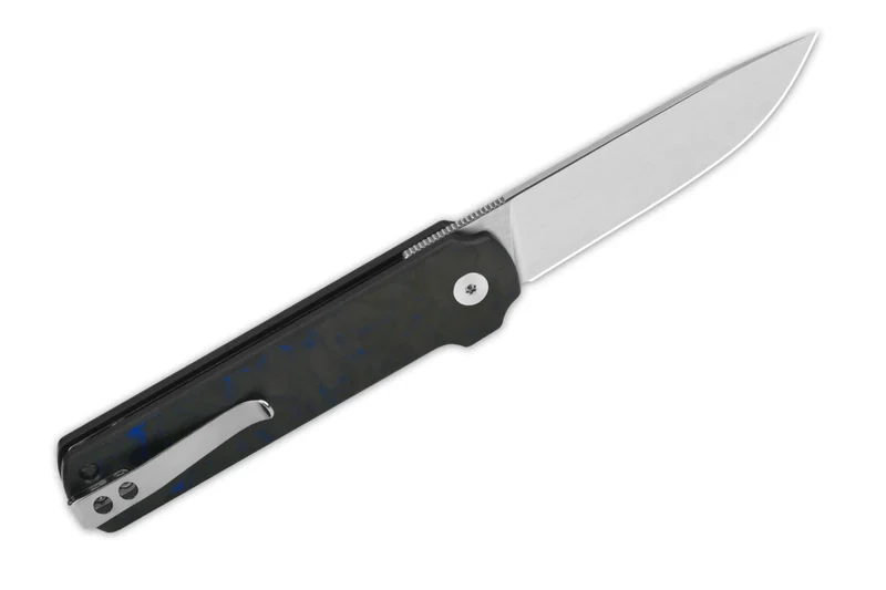 Couteau pliant QSP Lark 144E manche carbone/G10 noir et bleu 10,8cm