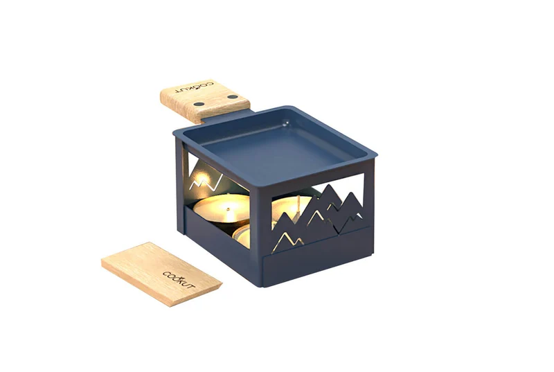 Service raclette à la bougie Cookut Yeti pliable avec poêlon et spatule