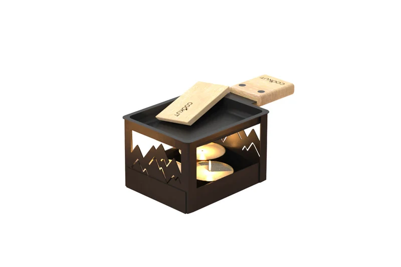Service raclette à la bougie Cookut Yeti pliable avec poêlon et spatule