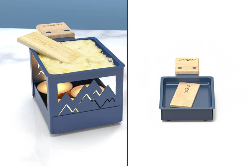 Service raclette à la bougie Cookut Yeti pliable avec poêlon et spatule