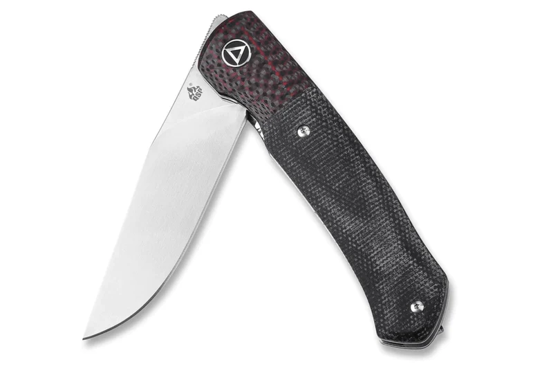 Couteau pliant QSP Gannet 137A manche en carbone et micarta noir et rouge 11,4cm