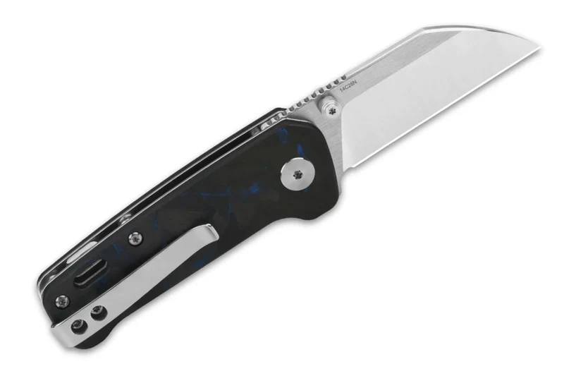 Couteau pliant QSP Penguin Mini 130XSD1 manche en carbone et G10 noir et bleu 8,2cm