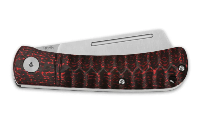 Couteau pliant QSP Hedgehog 142D manche en fibre de carbone noir et rouge 9,5cm