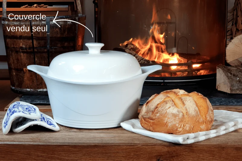 Couvercle à pain pour cocotte Cookut 24cm en céramique blanche