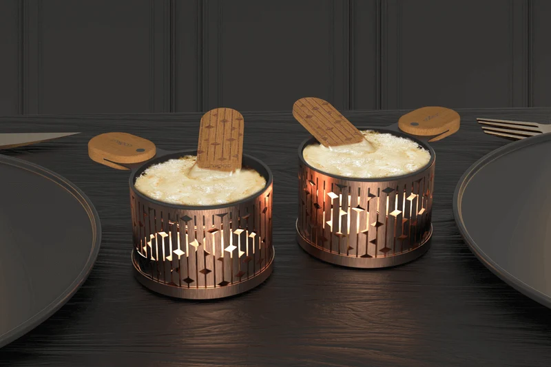 Service à raclette à la bougie Cookut Lumi Les Plus Brillantes poêlons + spatules pour 2 - Cuivre