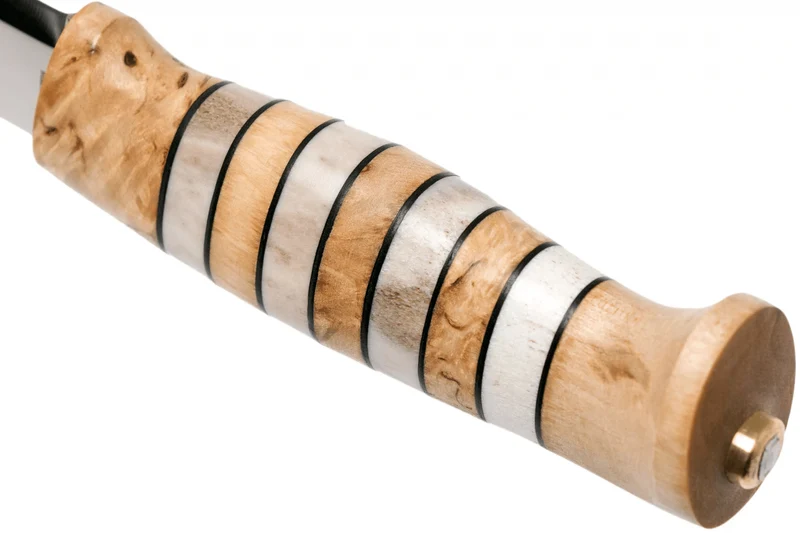 Couteau Helle Arv H014 lame en inox 9cm manche en bouleau et bois de cerf avec cuir + étui en cuir