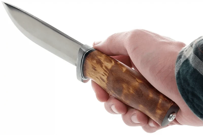 Couteau Helle GT H036 lame en acier inox 12,3cm manche en bouleau frisé + étui en cuir
